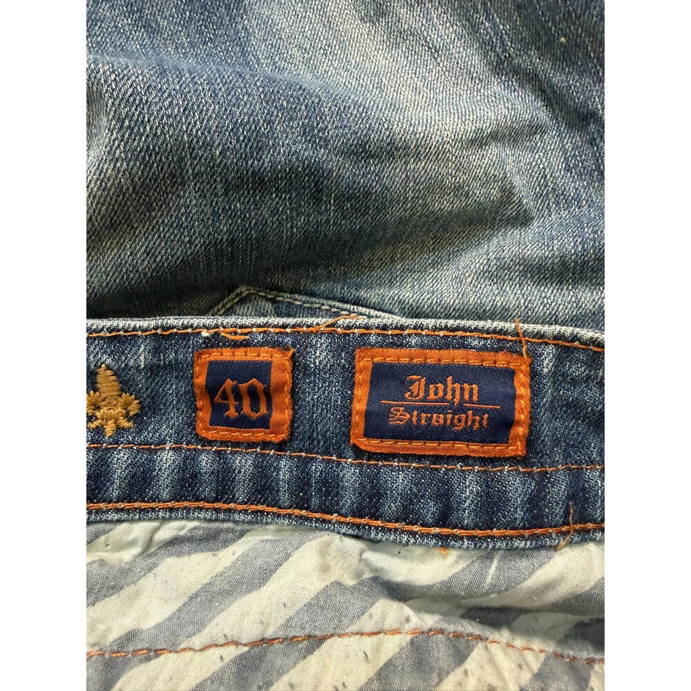 Rock Revival John Straight Jeans Blue Fleur de Lis Pockets 40x33 RRJ8618ST - Picture 4 of 7